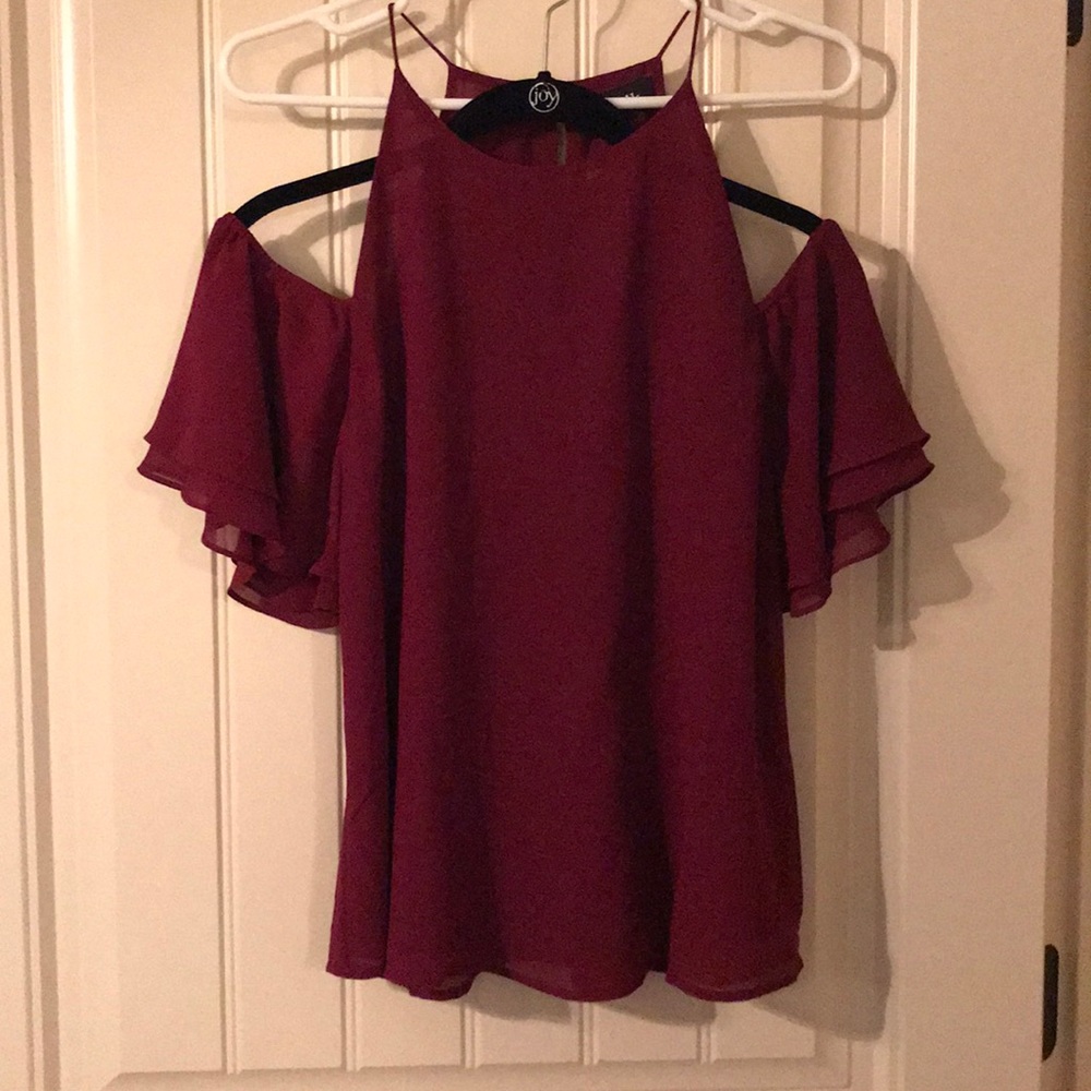 Ruffle, cold-shoulder, blouse